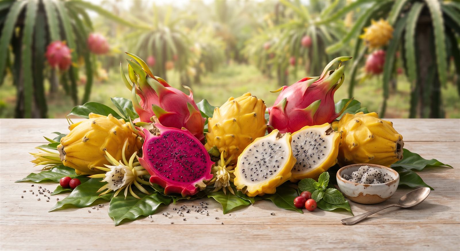 Frutas Exóticas del Ecuador — pitahaya roja y amarilla